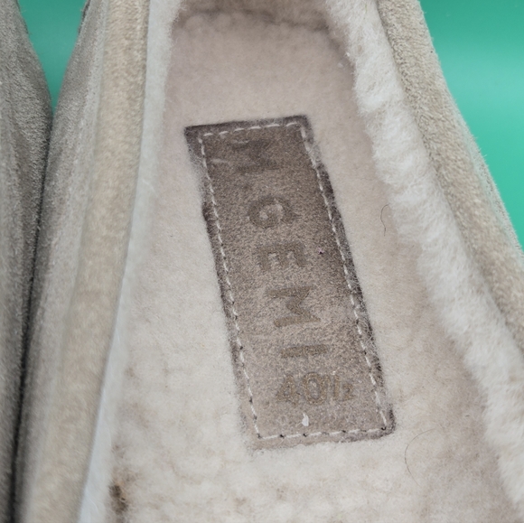 M Gemi The Felize Suede Flat Loafers Shearling Lined Women's 8 US Made In Italy - Picture 2 of 5